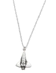 Sterling Silver Space Shuttle Charm with Thin Singapore Necklace