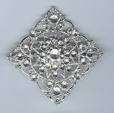 Diamond Shaped Brooch with Silver Nickel Finish and Clear Stones