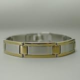 High Polished ID Style Stainless Steel Link Bracelet with Gold Plated Links For Men With Gift Box JB1006