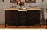 Antique Bathroom Vanity Double Sink LUX-H-751-LEDT-72 : W72 x D22 x H36