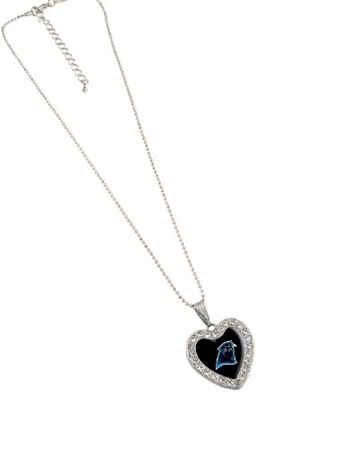 NFL Carolina Panthers Reversible Crystal Heart Pendant with 16