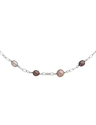 Chocolate and Champagne Cultured Pearl and Chain Link Necklace