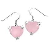 .925 Silver & Rose Quartz Heart Earrings