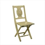 Folding Chair with Wicker Accent in Antique Buttermilk Finish