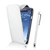 Etui Housse Cuir Blanc pour Samsung Galaxy S3 III + STYLET et 2 FILMS OFFERTS !!