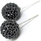 STUDS CRYSTAL 8MM-BLACK:Jet black crystal,Silver Swarovski crystal earrings by utopia - 8MM - bling bling!! - silver studs - made with over 100 Swarovski crystals, post and clip 925 silver studs. the Utopia collection
