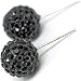 STUDS CRYSTAL 8MM-BLACK:Jet black crystal,Silver Swarovski crystal earrings by utopia - 8MM - bling bling!! - silver studs - made with over 100 Swarovski crystals, post and clip 925 silver studs. the Utopia collection