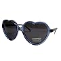 Heart-Shaped Crystal Blue "Lolita" Sunglasses with Smoke Lens