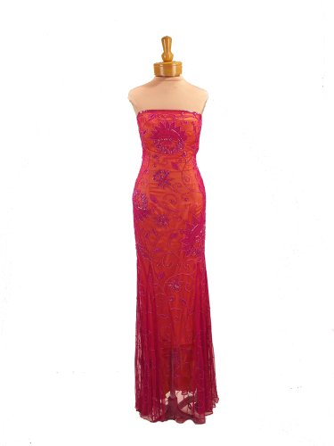 Prom Dress. Pink Strapless Beaded Dress. Formal Dress. Womens Long Evening Gown. Party Dress by Sean Collection (1820)