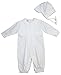 Cotton Christening Baptims Pique Longall with Tucks and Embroidery and Hat