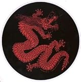Chinese Dragon Sticker ~ Round Red Dragon Sticker/Decal