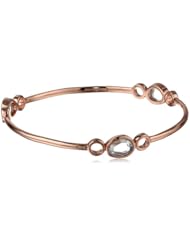 Bronze with Multi-Plating Three Station Bangle Bracelet, 7.5"