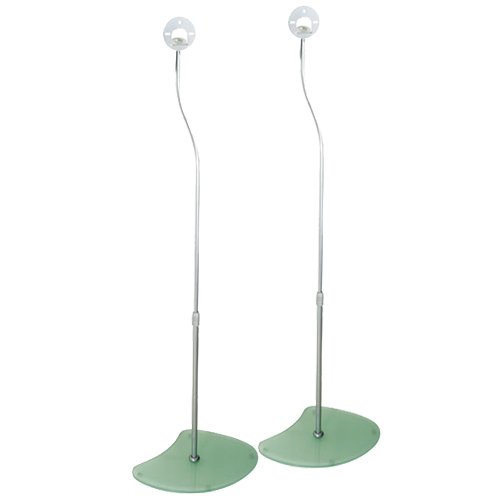 VMP SS-2 Surround Sound Speaker Stand - Frosted Glass Base (Silver)