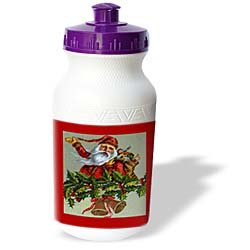 Sandy Mertens Vintage Christmas Designs - Vintage Santa on December 25th - Water Bottles
