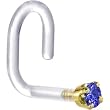 18 Gauge 1/4" Yellow Gold 1.5mm Blue Cubic Zirconia Bioplast Nose Ring