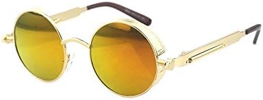 Retro round frame sunglasses reflective sunglasses for men and women personality (C65)
