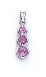 Sterling Silver 3-Stone Created Pink Sapphire Pendant