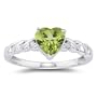 0.03 Ct Diamond & 1.24 Cts Heart-Shaped Peridot Ring in 14K White Gold-6.0