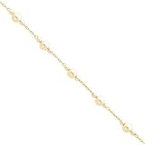 Gold Plated Glass Synthetic White Simulated Pearl Fancy Link Bracelet 8.25