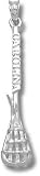 North Carolina Tar Heels Solid Sterling Silver ''CAROLINA'' Lacrosse Pendant