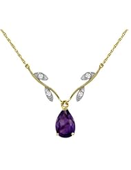 14K Gold Drop Necklace with Genuine Diamonds & pear-shaped Natural Purple Amethyst