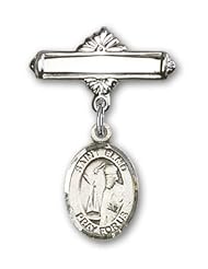 Sterling Silver Baby Badge with St. Elmo Charm and Polished Badge Pin