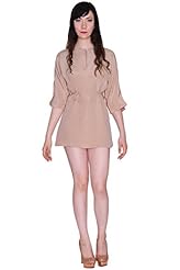 Round Neck Chiffon Elbow Length Sleeves  Dress