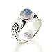 Sterling Silver Lunar Moon Phases and Rainbow Moonstone Ring(Sizes 4,5,6,7,8,9,10,11,12)