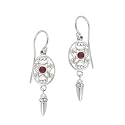 Sterling Silver July Birthstone Oval Celtic w/ Genuine Ruby Center Drop Earrings