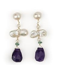 Meg Carter Designs Amethyst, Chrysophase, and Freshwater Pearl "Alices Holiday Dangle" in Amethyst