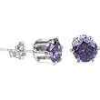 Sterling Silver 6mm Amethyst (February) Cubic Zirconia Stud Earrings