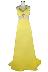 Sexy Halter Open-Back  Chiffon Natural   Waistline Evening Dress  With Rhinestones