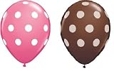 24ct Assorted Brown and Rose Pink Balloons with White Polka Dots 24ct Assorted Brown and Rose Pink Balloons with White Polka Dots