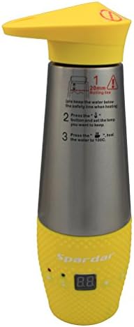 Car Electric Kettle Boiling Vehicle Thermos Cigarette Lighter DC12V Heating Cup Vacuum Insulated Stainless Steel Adjustable temperature(Yellow)