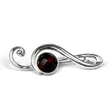 Cherry Color Faceted Amber Sterling Silver Treble Clef Brooch Cabochon Size 10x10mm