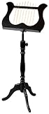 Stageline European Crafted Music Stand - Black, Wood Post, Lyre-style Desk