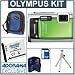 Olympus Stylus Tough 6020 Digital Camera Kit - Green - with 8GB SD Memory Card, Camera Case, Table Top Tripod,Spare LI- 50B Lithium-Ion Rechargeable Battery, Memory Card Holder (4)