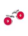 Forzieri Exclusives Red Enamel Engraved Sterling Silver Diamond Cuff Links