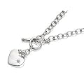 Disney Sterling Silver Winnie The Pooh T-Bar And Diamond Heart Charm Necklace