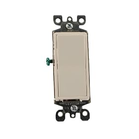Leviton 5618-2W 15-Amp, 120/277 Volt, Decora Rocker Pilot Light, Illuminated On, Neutral Single-Pole AC Quiet Switch, Residential Grade, Grounding, White