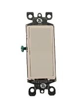 15 Amp 120/277 Volt, Decora Rocker Pilot Light, Illuminated On, Neutral Single-Pole AC Quiet Switch, Residential Grade, Grounding, Ivory/White/Almond/Light Almond, 5618-2