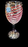America's Flag Design - Hand Painted - Wine Glass - 8 oz..