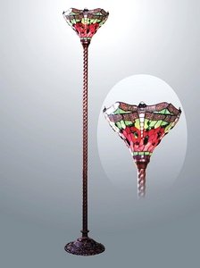 Dragonfly Design Tiffany Torchiere w/Bronze finish