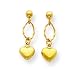 14k Puffed Heart Dangle Earrings