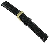 18mm Speidel Alligator Grain Padded Genuine Leather Black Watch Band