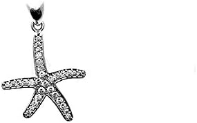 Sterling Silver CZ Starfish Pendant (Large)(P-1093)