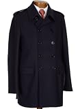 Mario Matteo Made In Italy Mens Wool Navy Blue Peacoat 44R Double Breasted Coat Euro 54
