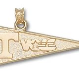 Tennessee Volunteers Solid 14K Gold ''T'' & ''VOLS'' Pennant Pendant