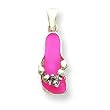 Sterling Silver Pink Flip Flop with CZ (Cubic Zirconia) Pendant with 20 inch Sterling Silver Chain