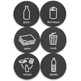 Kitchen & Housewares : Recycling Magnets - Label Your Recycling Bins - by Simplehuman - KT1110 (Black/White) (1.5"H x 1.5"W x .04"D)